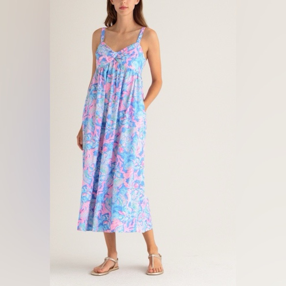 Lilly Pulitzer Blue and Pink Midi Dress